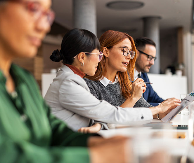 A team collaborating on an audit management system.